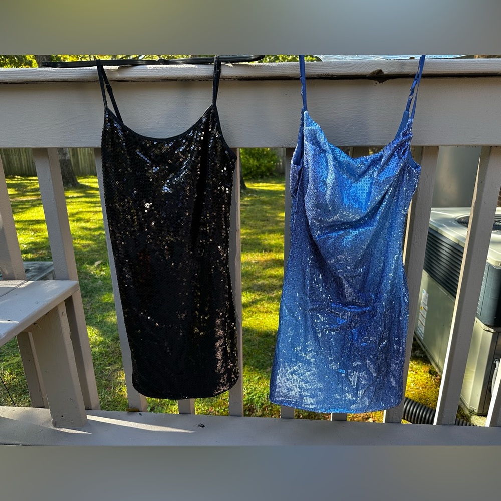 Black and blue mini dresses. Only worn a couple of times. Will sale separately.